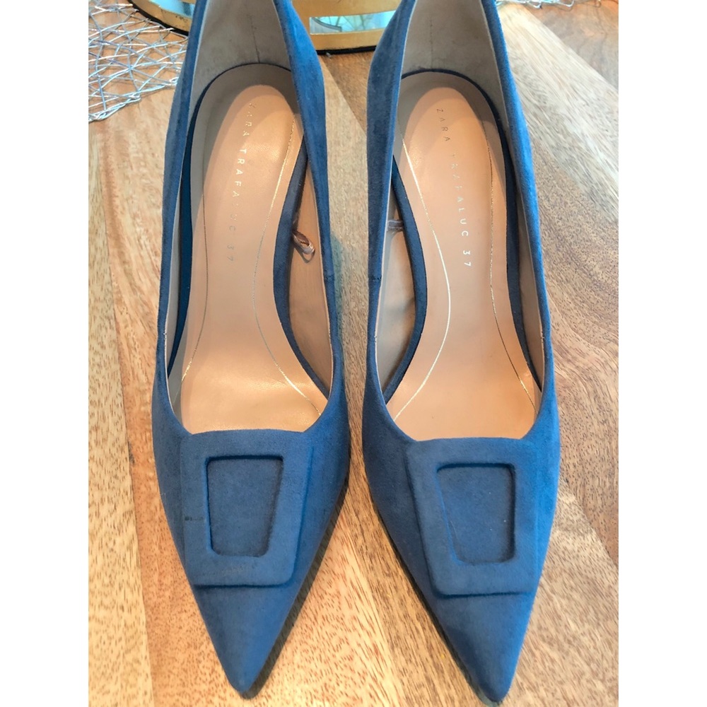 Zara Work Heel Blue Suede 37